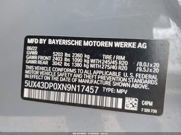2022 BMW X3 SDRIVE30I