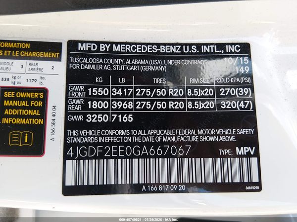 2016 MERCEDES-BENZ GL 350 BLUETEC 4MATIC