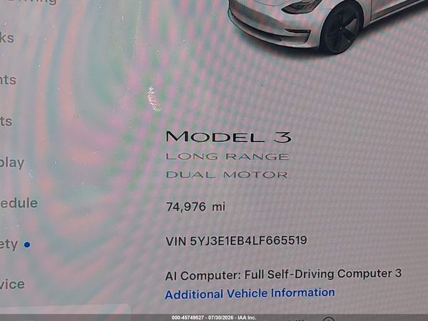 2020 TESLA MODEL 3