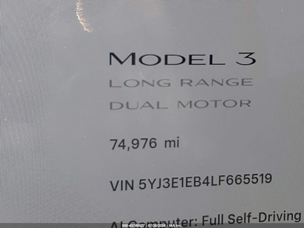 2020 TESLA MODEL 3