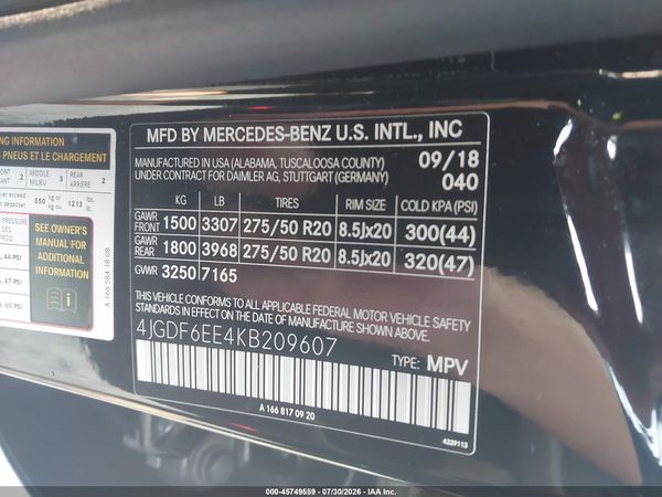 2019 MERCEDES-BENZ GLS 450 4MATIC