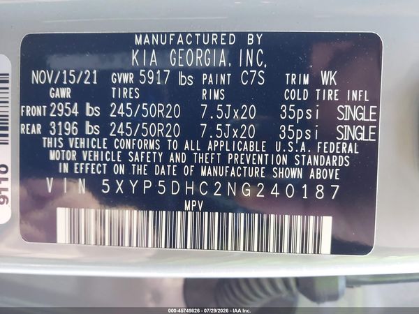 2022 KIA TELLURIDE SX