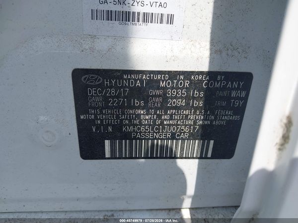 2018 HYUNDAI IONIQ HYBRID BLUE
