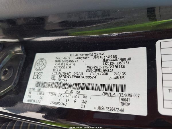2019 FORD F-150 XL