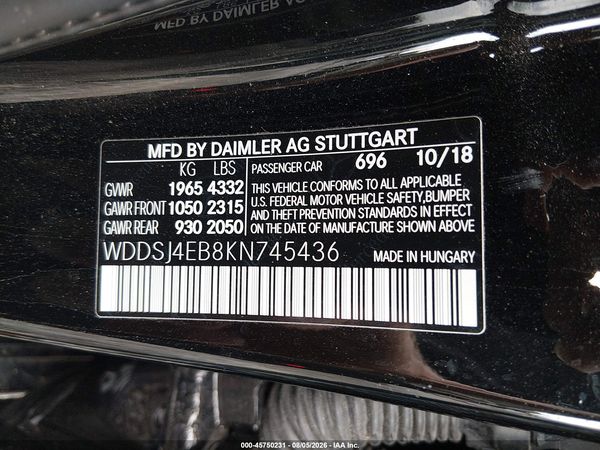 2019 MERCEDES-BENZ CLA 250 CLA250