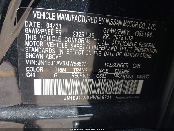 2021 NISSAN ROGUE SPORT S FWD XTRONIC CVT