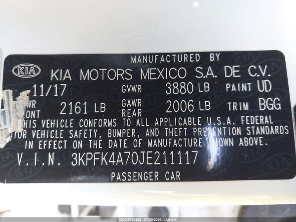 2018 KIA FORTE LX
