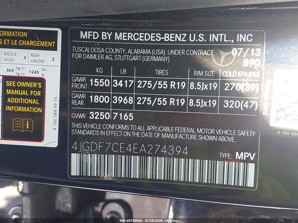2014 MERCEDES-BENZ GL 450 4MATIC