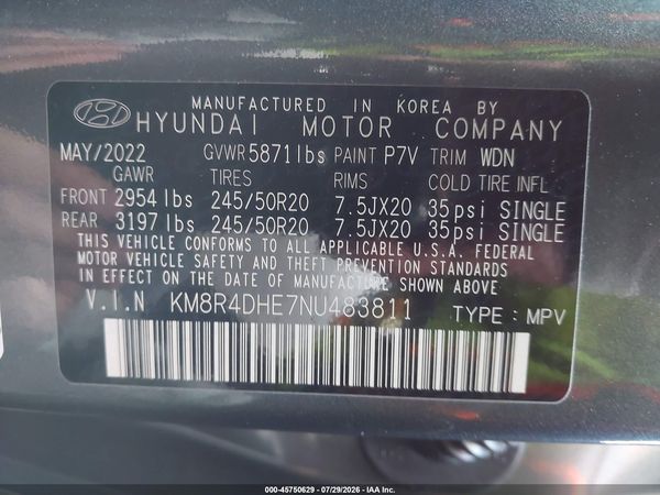 2022 HYUNDAI PALISADE SEL