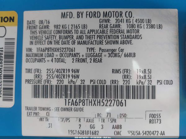 2017 FORD MUSTANG ECOBOOST — I9