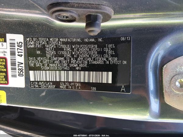2014 TOYOTA SIENNA LIMITED 7 PASSENGER — I9