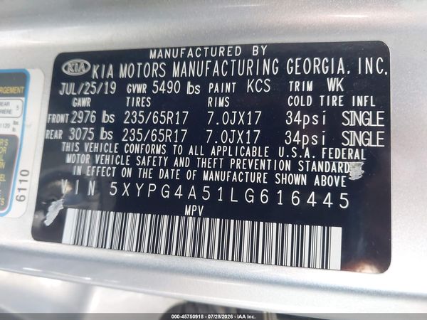 2020 KIA SORENTO 3.3L LX