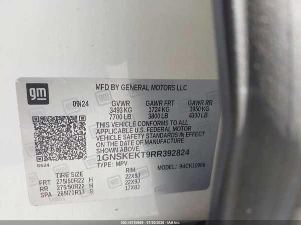 2024 CHEVROLET SUBURBAN 4WD RST — I9