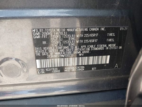 2021 TOYOTA RAV4 LE