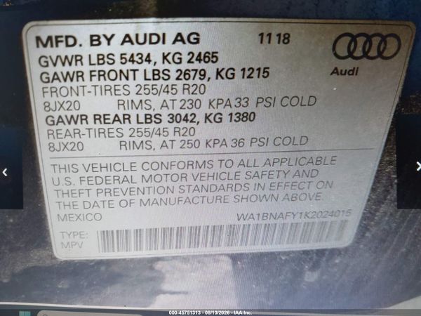 2019 AUDI Q5 45 PREMIUM