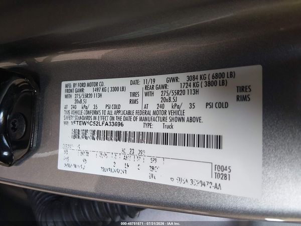 2020 FORD F-150 PLATINUM