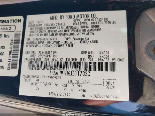 2018 FORD MUSTANG ECOBOOST