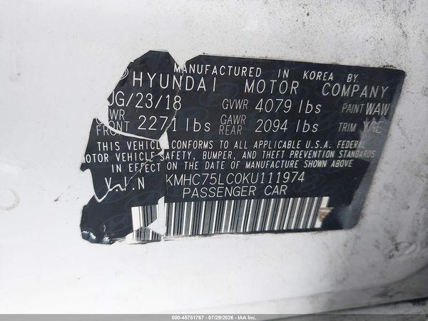 2019 HYUNDAI IONIQ HYBRID SEL