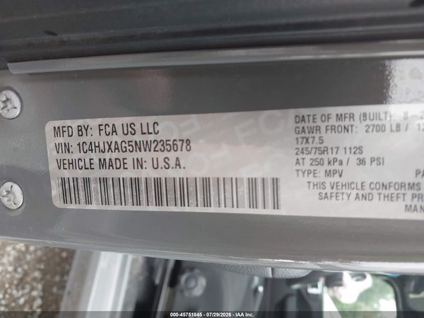 2022 JEEP WRANGLER SPORT 4X4