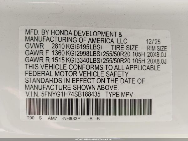 2025 HONDA PILOT TOURING
