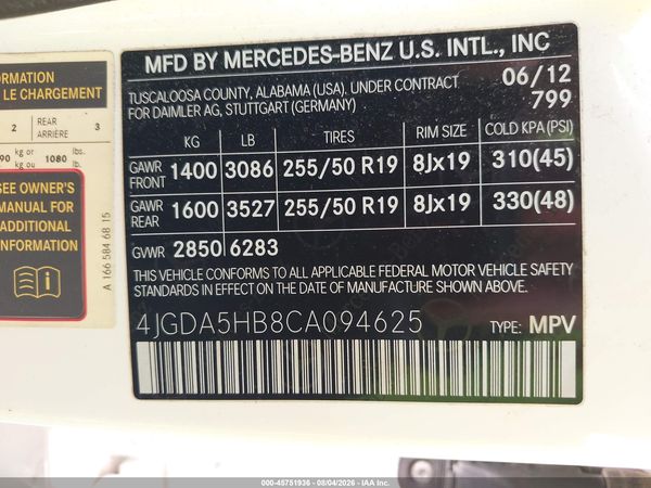 2012 MERCEDES-BENZ ML 350 4MATIC