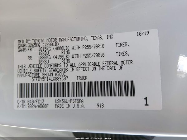 2020 TOYOTA TUNDRA SR5