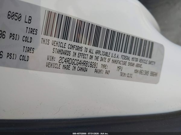 2017 DODGE GRAND CARAVAN SXT — I9