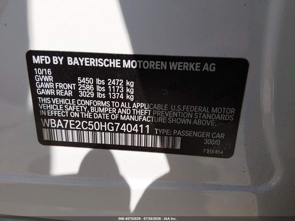 2017 BMW 740I