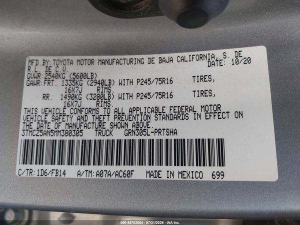 2021 TOYOTA TACOMA SR V6