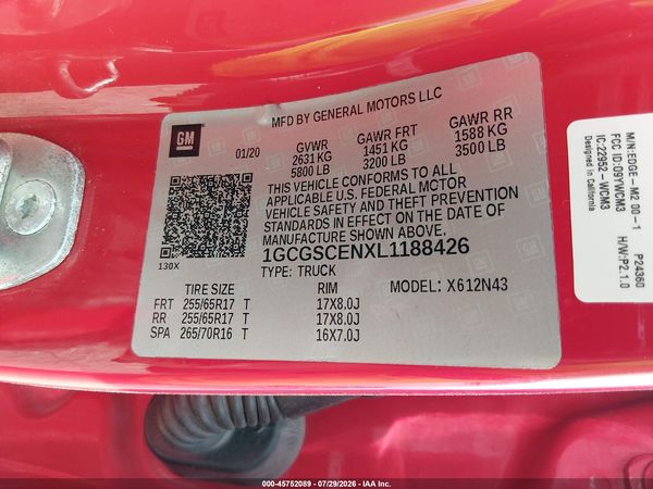 2020 CHEVROLET COLORADO 2WD  SHORT BOX LT — I9