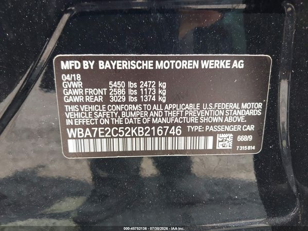 2019 BMW 740I