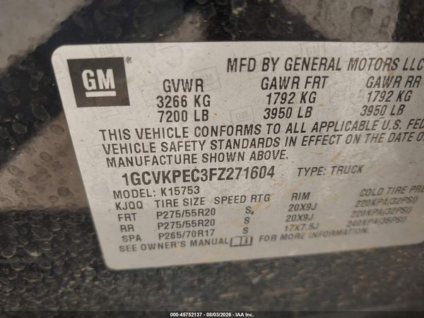 2015 CHEVROLET SILVERADO 1500 WORK TRUCK — I9
