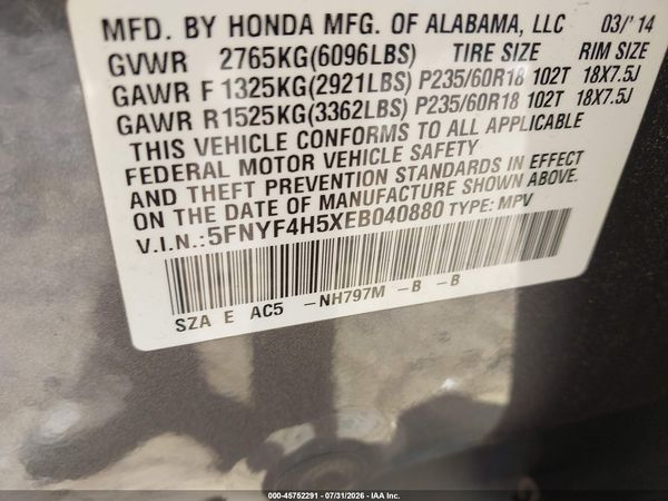 2014 HONDA PILOT EX-L