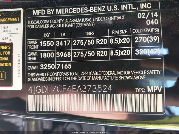 2014 MERCEDES-BENZ GL 450 4MATIC