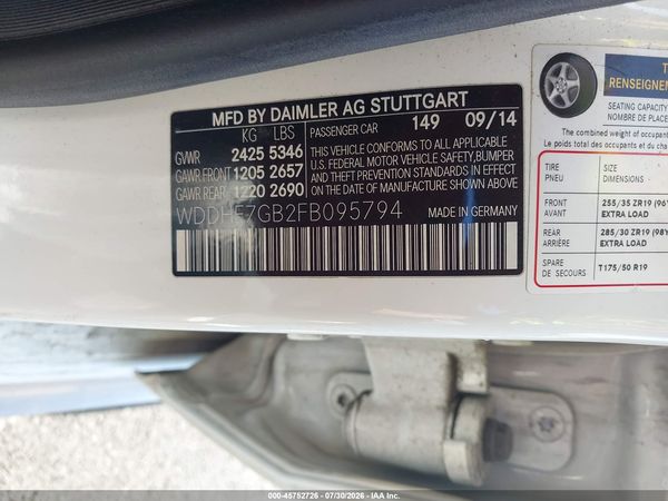 2015 MERCEDES-BENZ E 63 AMG S 4MATIC