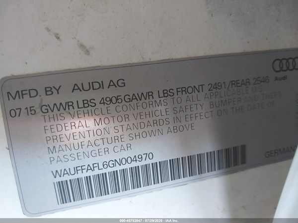 2016 AUDI A4 2.0T PREMIUM