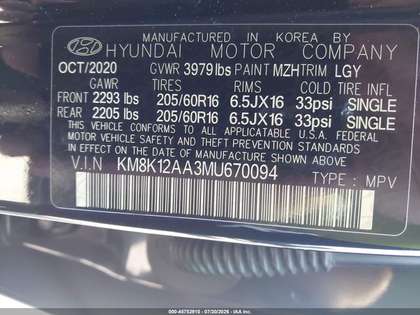 2021 HYUNDAI KONA SE