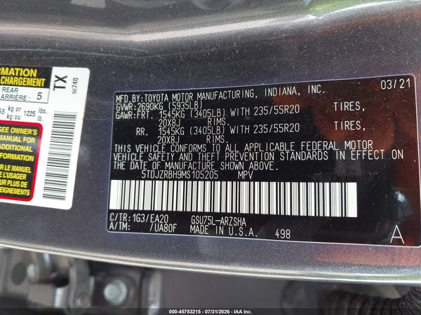 2021 TOYOTA HIGHLANDER XSE