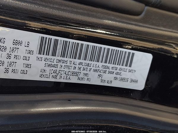 2018 JEEP GRAND CHEROKEE HIGH ALTITUDE 4X4