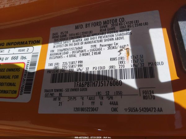 2018 FORD MUSTANG ECOBOOST