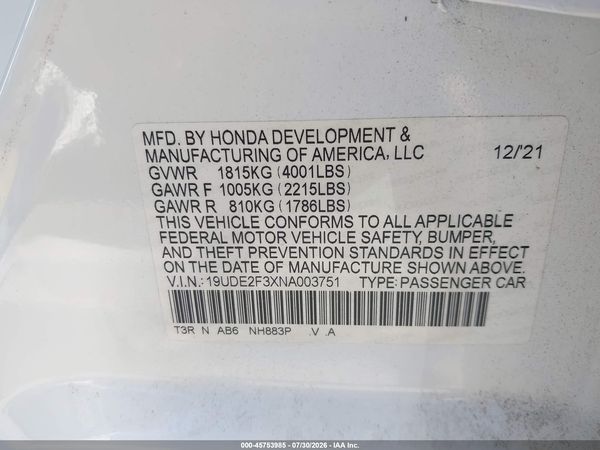 2022 ACURA ILX STANDARD