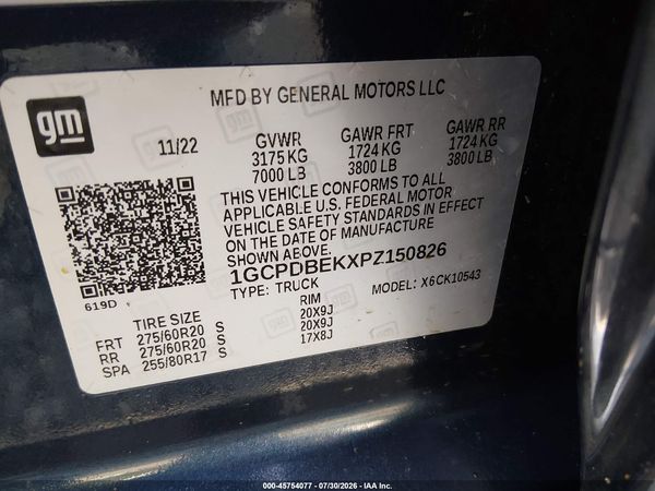 2023 CHEVROLET SILVERADO 1500 4WD  SHORT BED CUSTOM — I9