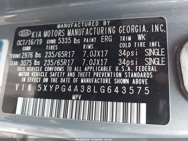 2020 KIA SORENTO 2.4L LX