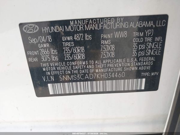 2019 HYUNDAI SANTA FE SEL PLUS