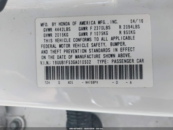 2016 ACURA TLX TECH