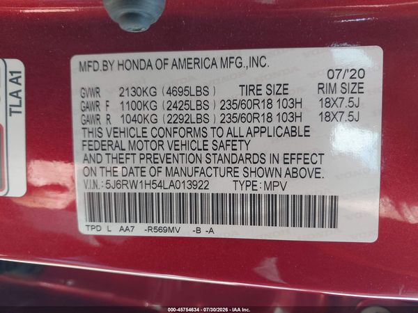 2020 HONDA CR-V 2WD EX