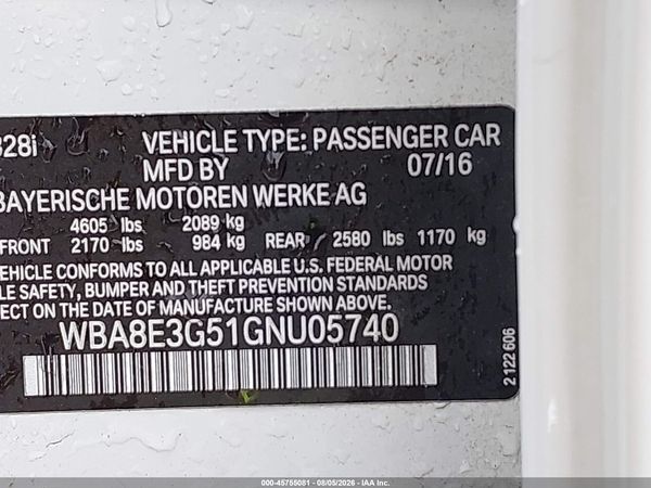 2016 BMW 328I XDRIVE — I9
