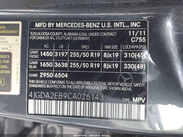 2012 MERCEDES-BENZ ML 350 BLUETEC 4MATIC
