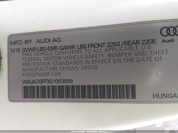 2016 AUDI A3 1.8T PREMIUM