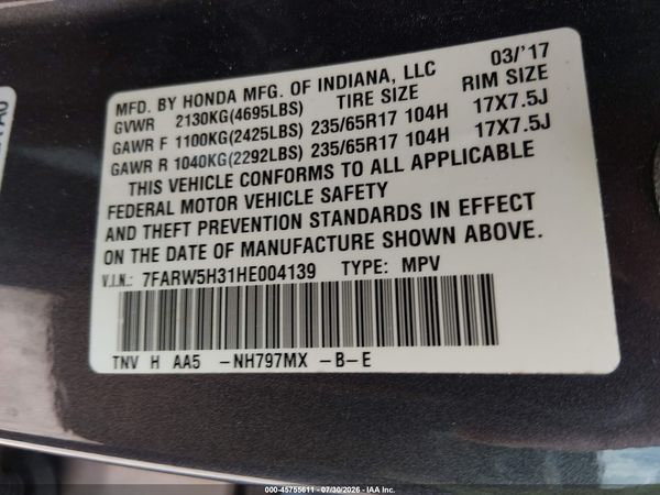 2017 HONDA CR-V LX